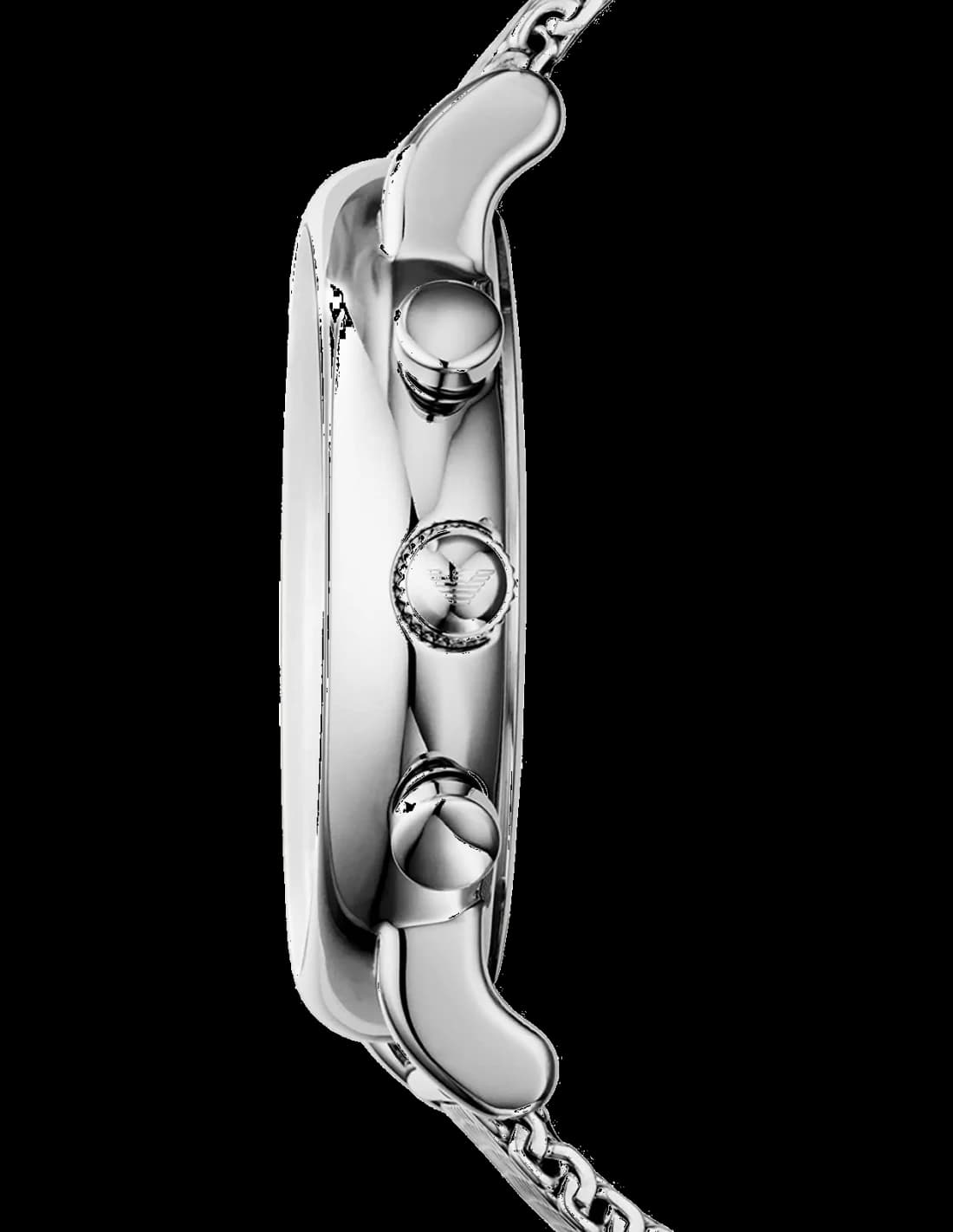 Visage cadran Emporio Armani AR1811 présentant index appliqués bâtons, aiguilles dauphine, guichet date à 3h et motif soleil