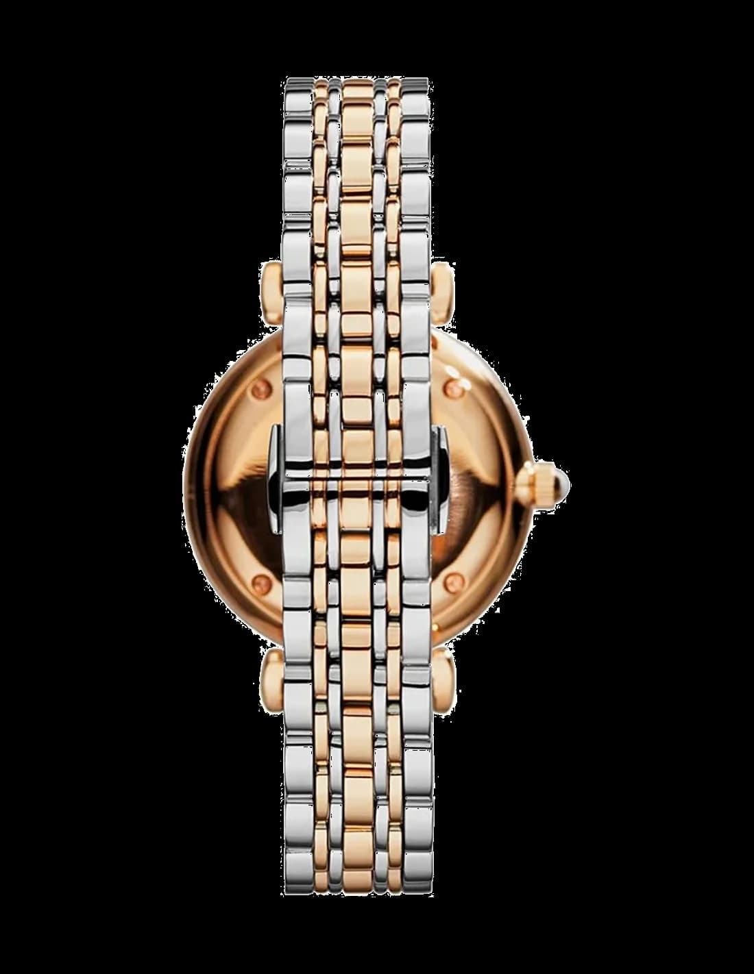 Montre Femme Emporio Armani AR1840 - Cadran Bronze, Bracelet Acier Bi-ton Argent/Or Rose, Index Strass vue 3