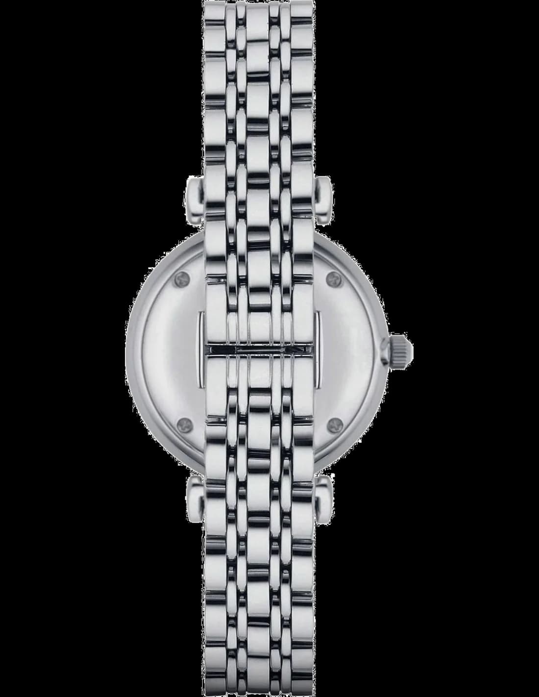 Attache bracelet Emporio Armani AR1908 en acier inoxydable brossé à maillons milanais, fermoir déployant à double bouton-poussoir