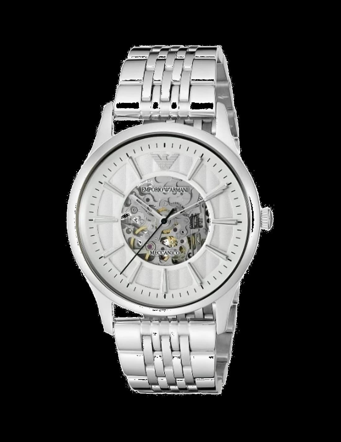 Montre Homme Emporio Armani AR1945 Meccanico Cadran Squelette Acier Argent