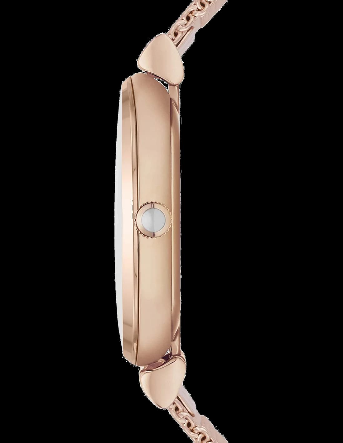 Visage cadran Emporio Armani AR1956 avec index bâtons et aiguilles dauphine plaqués or rose, guichet date à 3h