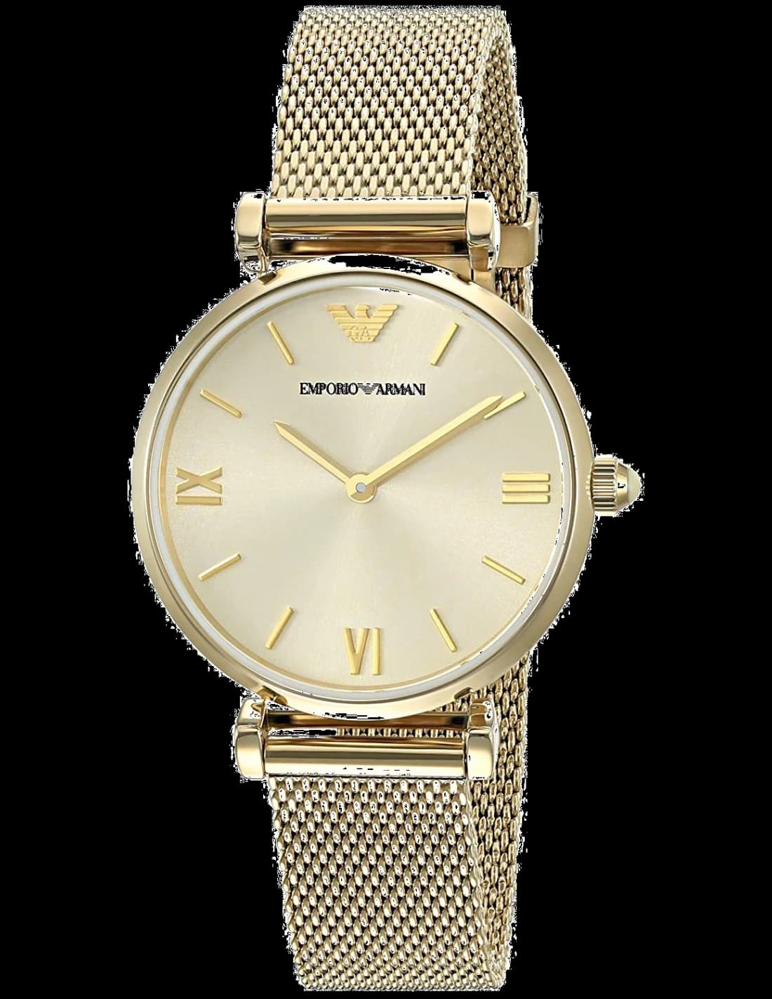Montre Femme Emporio Armani AR1957 Cadran Argent Bracelet Maille Milanaise Doré
