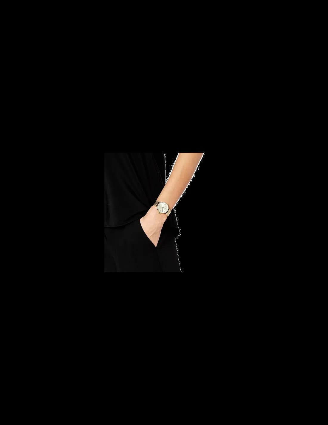 Montre Femme Emporio Armani AR1957 Cadran Argent Bracelet Maille Milanaise Doré vue 5