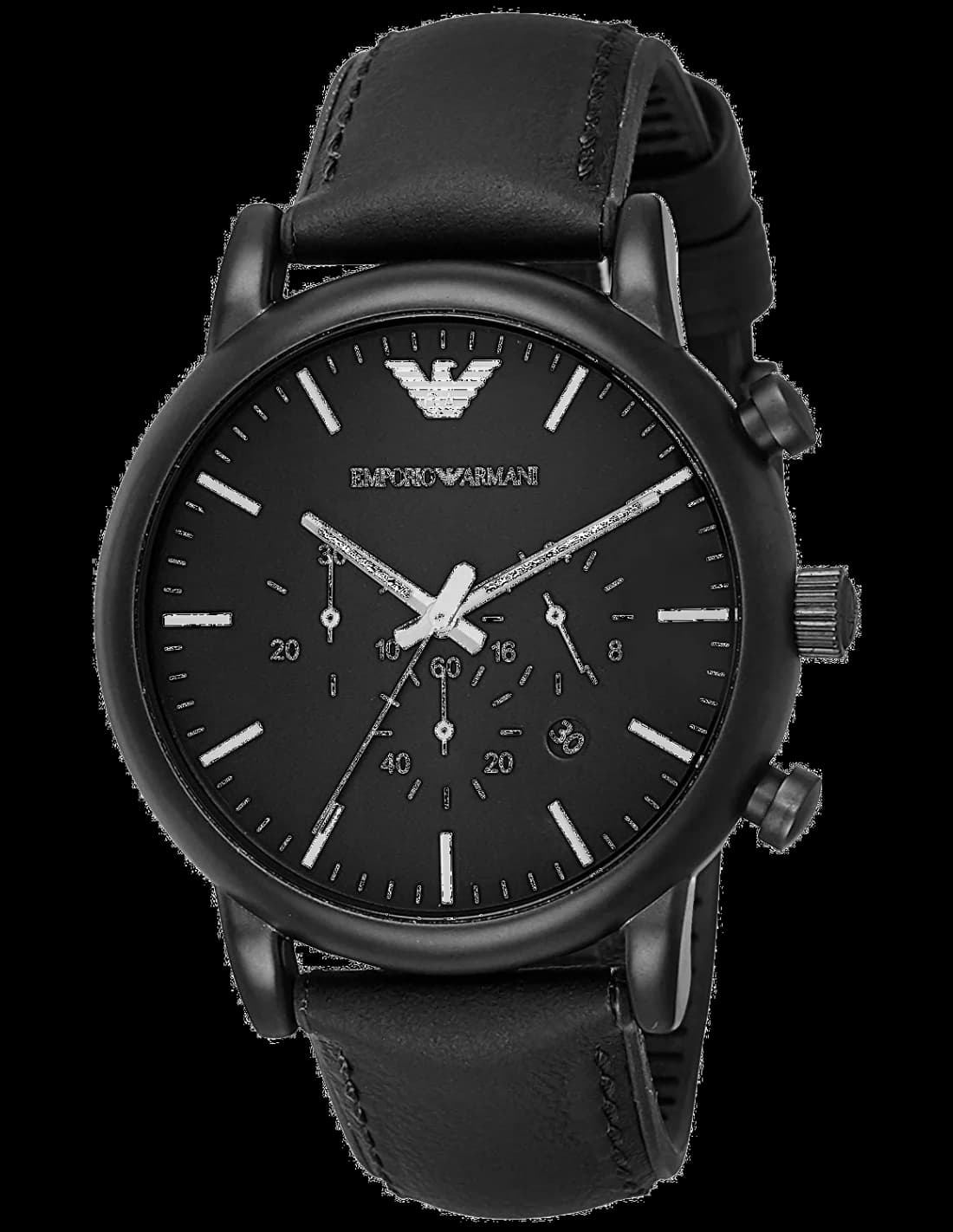Montre Homme Emporio Armani AR1970 - Cadran et Boîtier Noir, Bracelet Cuir