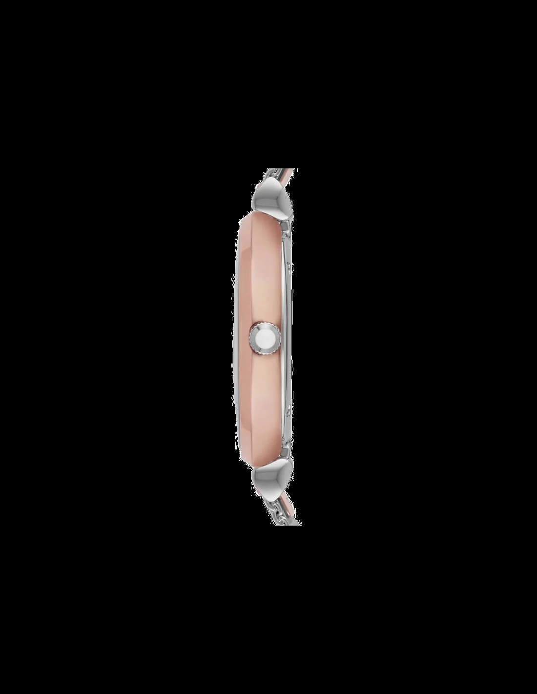 Visage cadran Emporio Armani AR2067 avec index appliqués et aiguilles dauphine, date à 3h, mouvement quartz précis