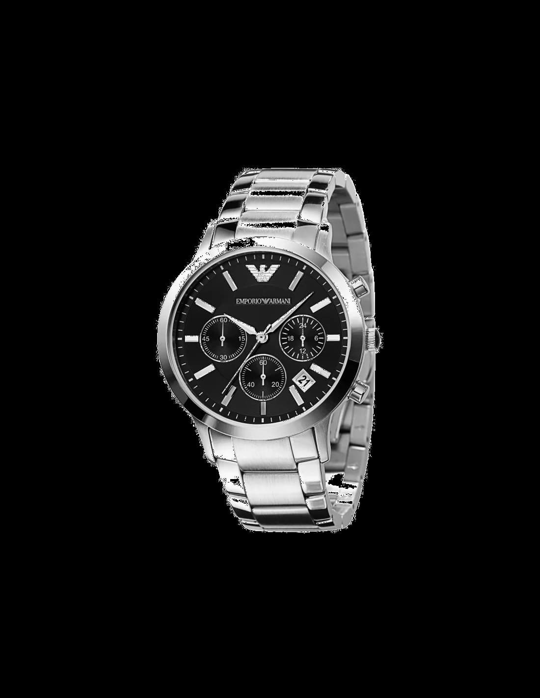 Chronographe Emporio Armani AR2435 pour Femme, Boîtier et Bracelet Acier Argenté
