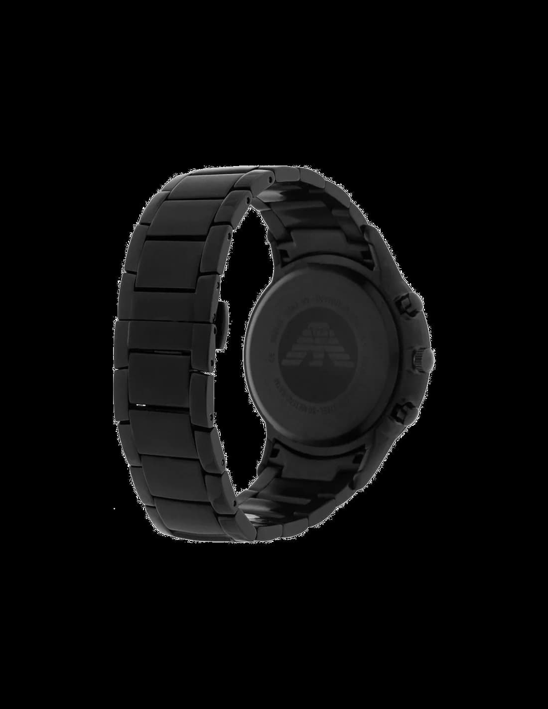 Attache bracelet Emporio Armani AR2453 en acier inoxydable noir avec fermoir déployant gravé du logo EA