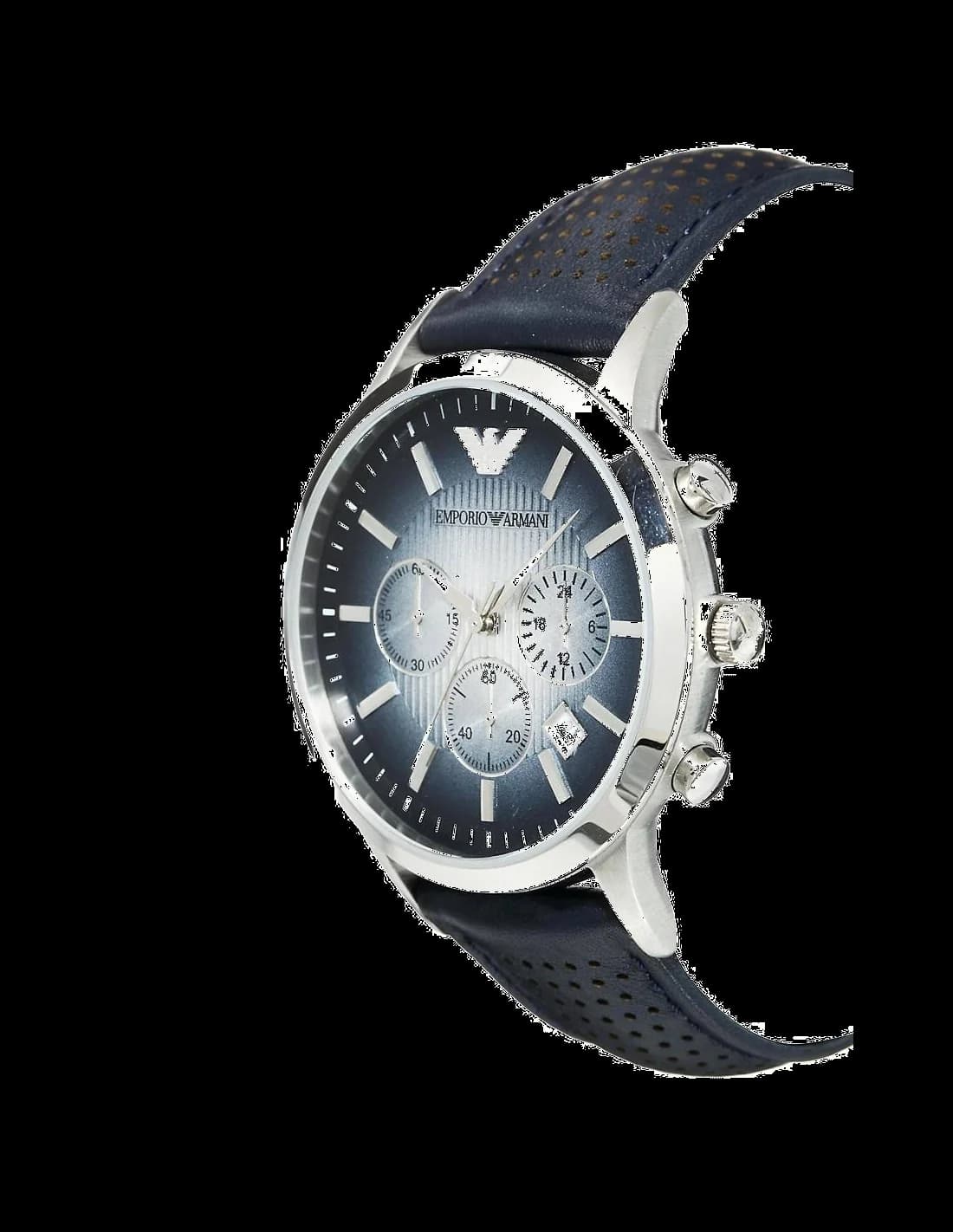 Montre Homme Emporio Armani Classic AR2473 Cadran Bleu Bracelet Cuir Perforé vue 2