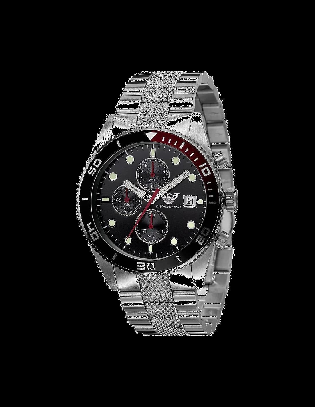 Montre Homme Emporio Armani AR5855 Sportivo Chronographe Acier Argenté Cadran Noir