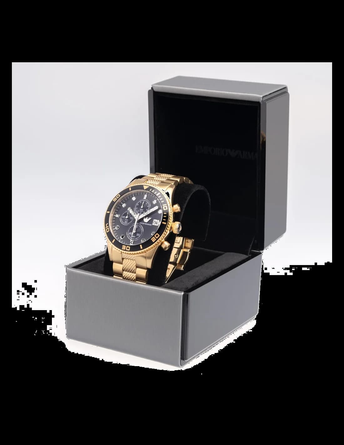 Montre Homme Emporio Armani AR5857 Chronographe Cadran Noir Acier/Or 43mm vue 4