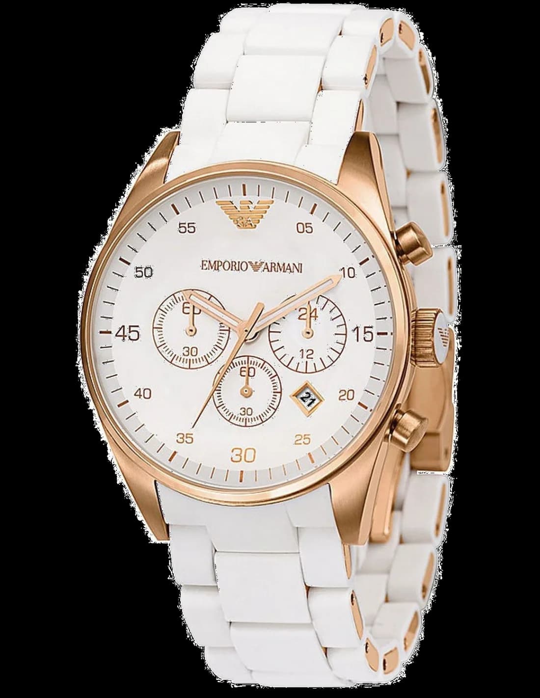 Montre Femme Emporio Armani AR5920 Chronographe Cadran Blanc Bracelet Silicone Blanc