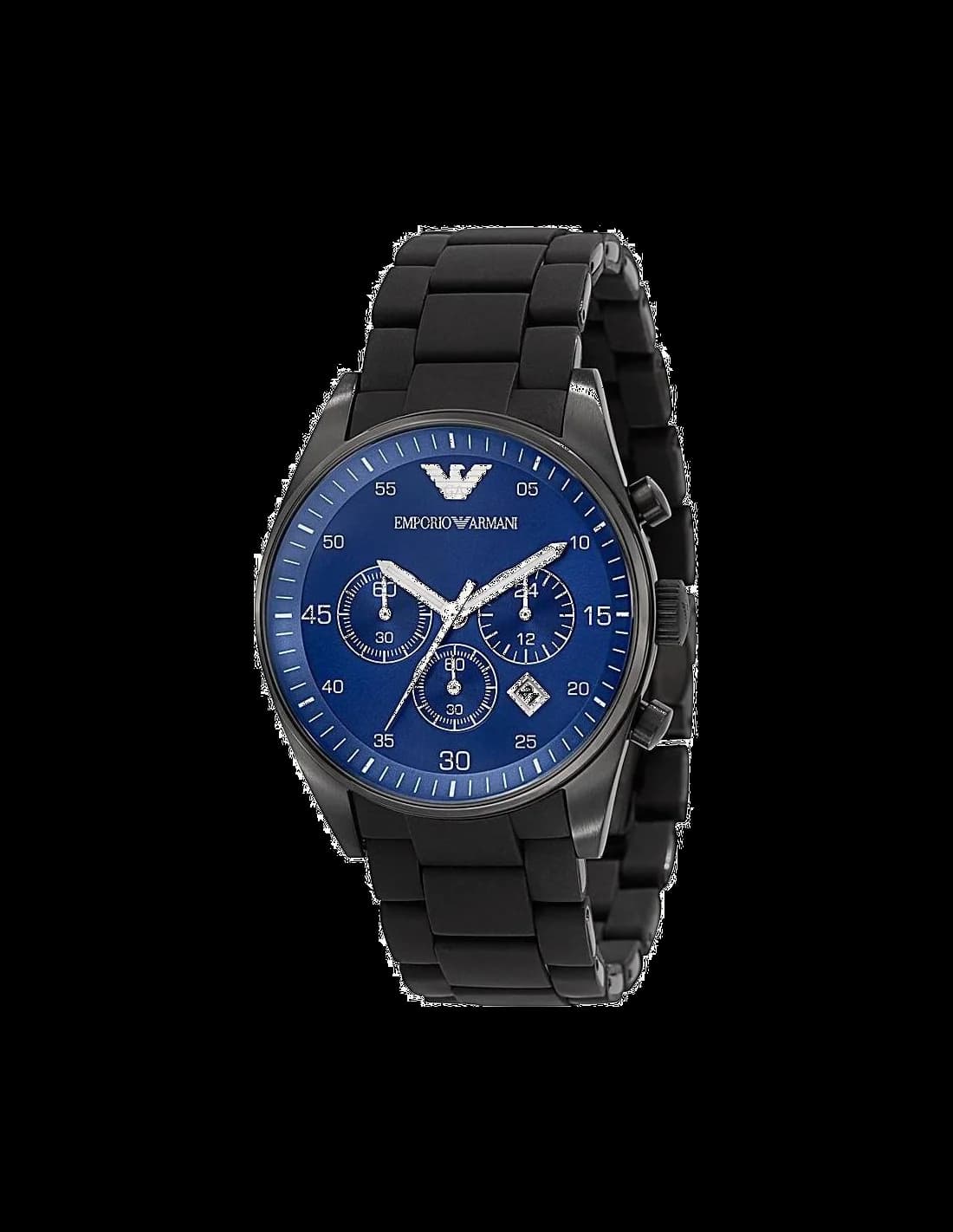 Montre Homme Emporio Armani Sportivo AR5921 - Boîtier Noir Mat, Cadran Bleu Chronographe
