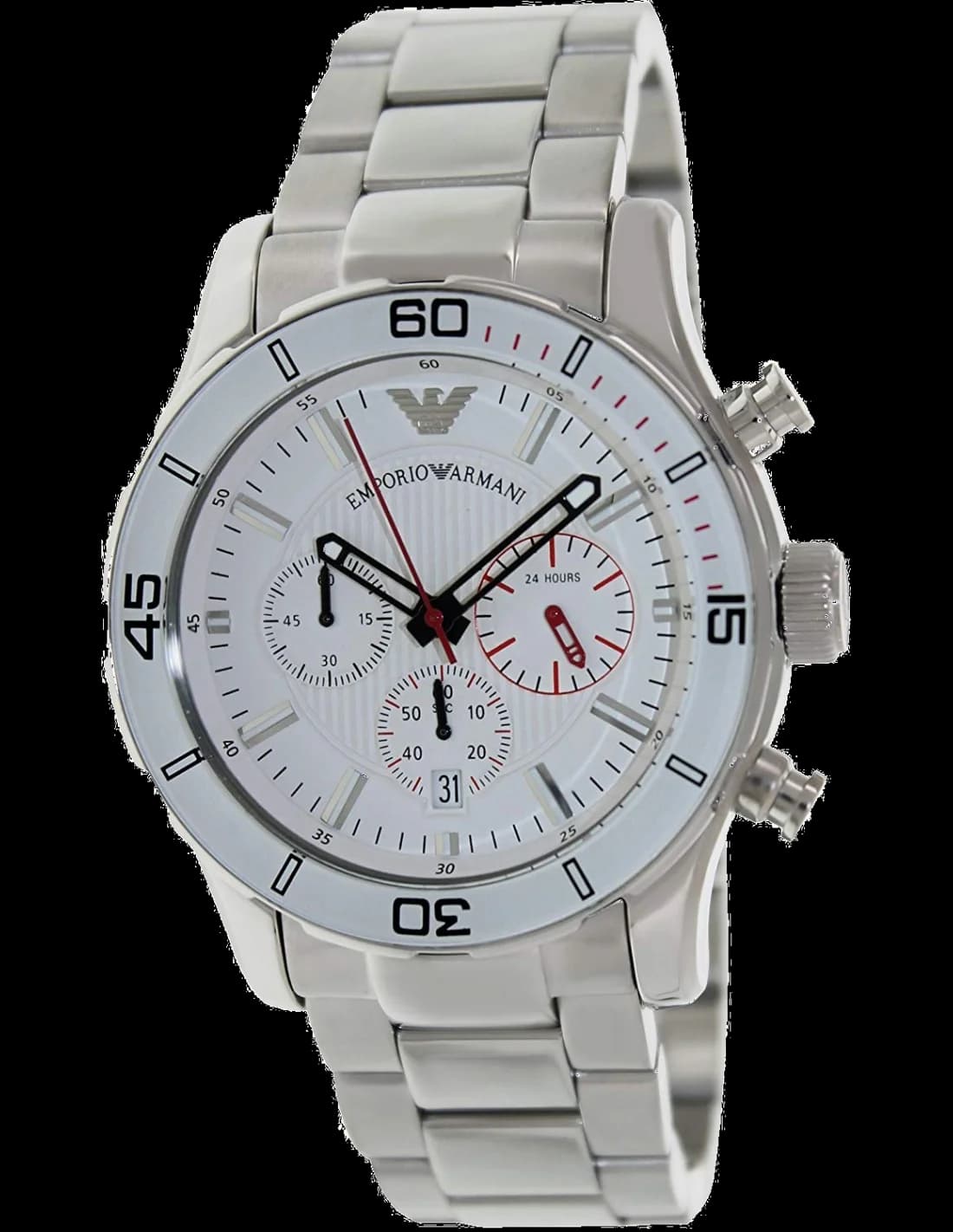 Montre Homme Emporio Armani Sportivo AR5932 en Acier Argenté à Cadran Blanc vue 2