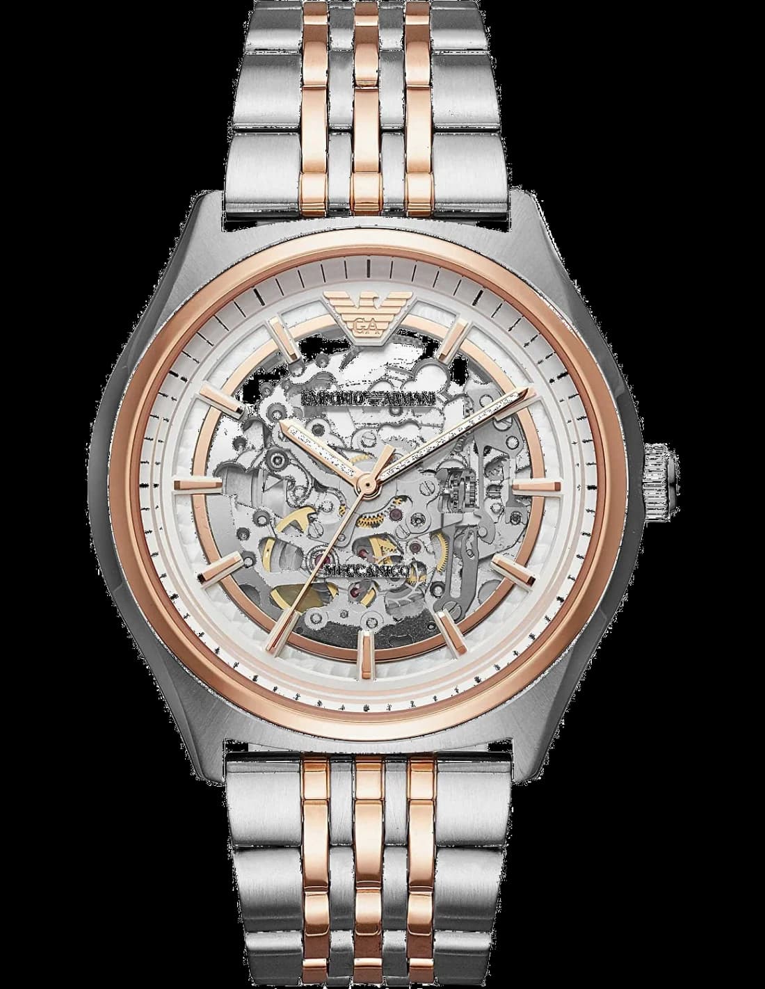 Montre Homme Emporio Armani AR60002 Automatique Squelette Argent et Or Rose