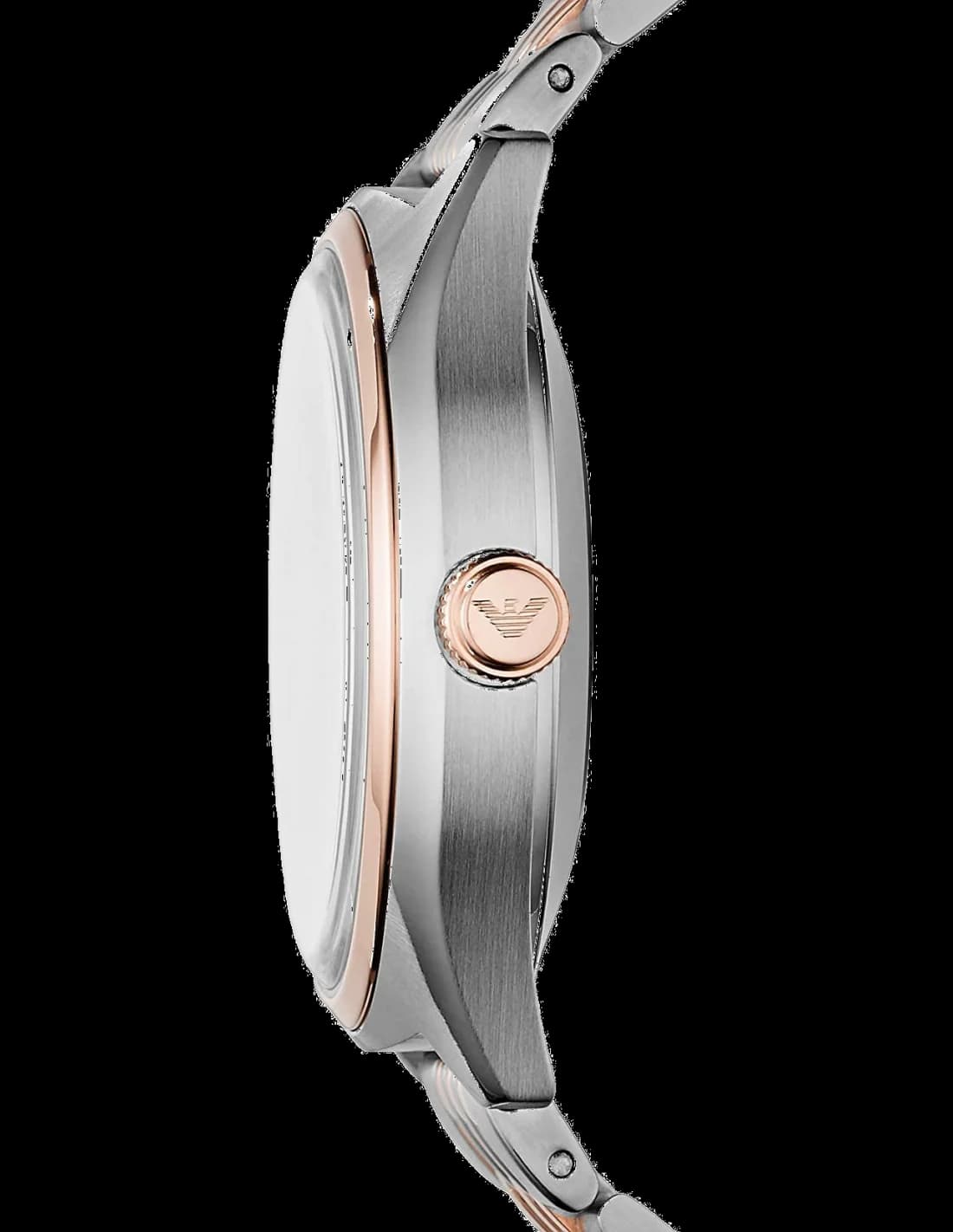 Visage cadran Emporio Armani AR60002 révèle indexes appliqués et aiguilles squelettes sur mouvement automatique visible