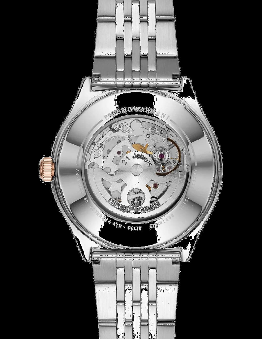 Attache bracelet Emporio Armani AR60002 en acier inoxydable brossé avec fermoir déployant à double sécurité