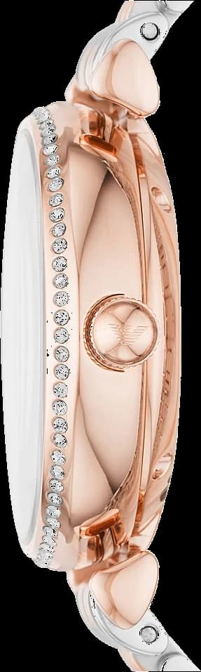 Visage cadran Emporio Armani AR60019 avec index appliques et aiguilles en acier bleui, date à 3h, mouvement automatique précis