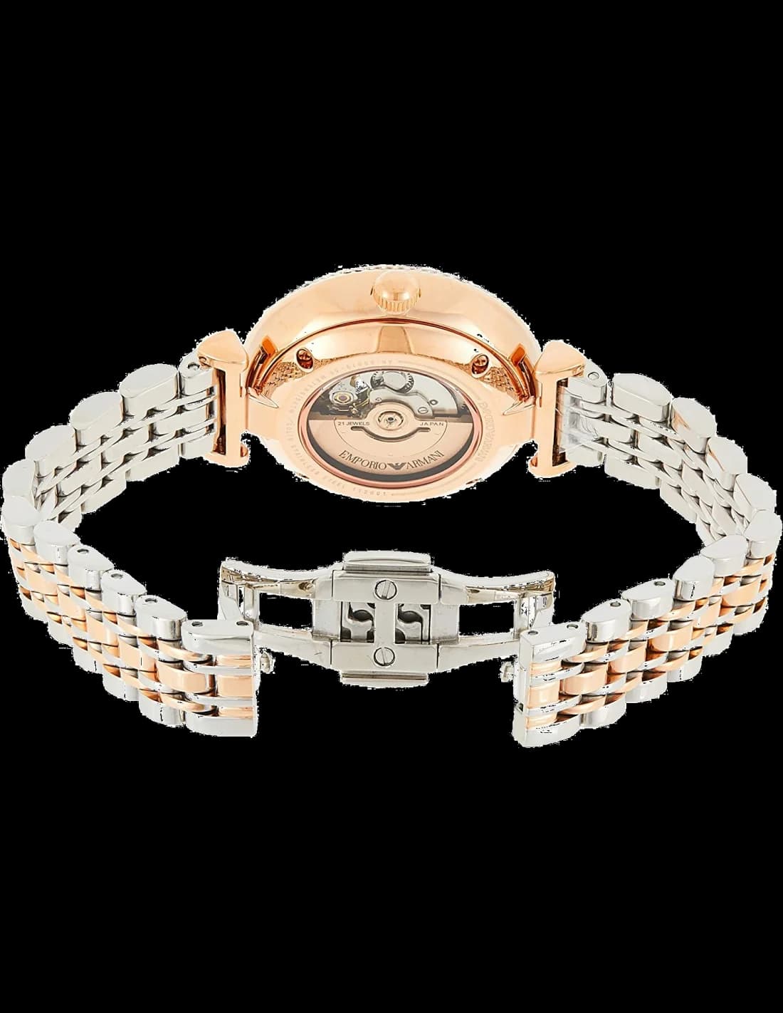 Attache bracelet Emporio Armani AR60019 en acier inoxydable maillons milanais, fermoir déployant double sécurité, finition brossée