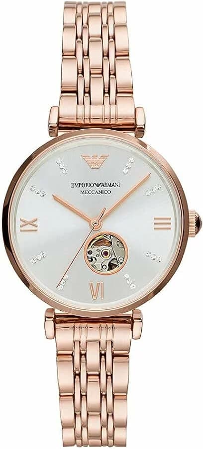 Montre Femme Emporio Armani AR60023 Automatique Squelette en Acier Or Rose