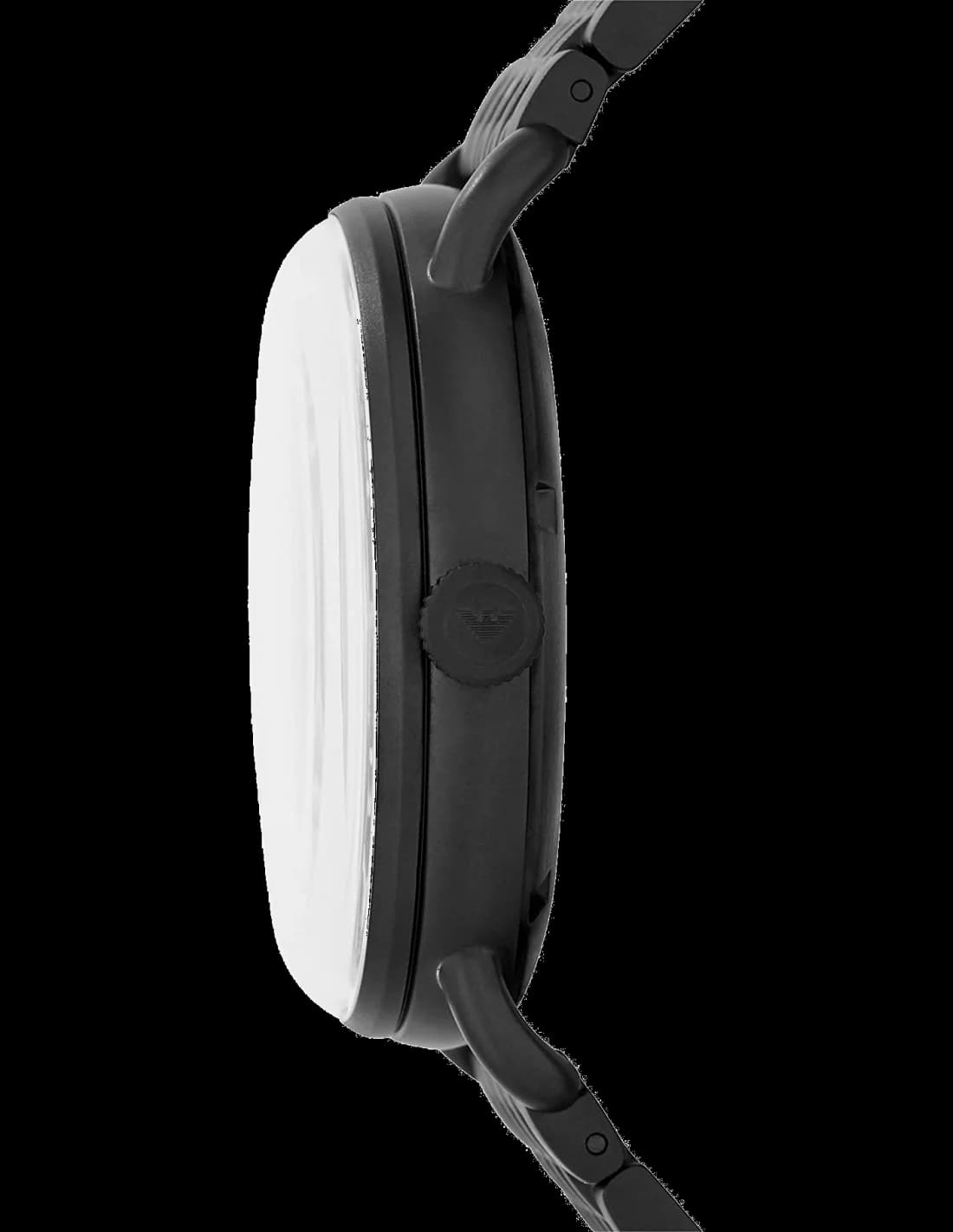 Attache bracelet Emporio Armani AR60025 en acier noir avec fermoir déployant ajustable, maillons satinés