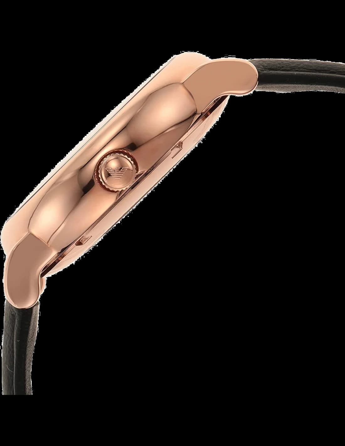 Visage cadran Emporio Armani AR60031 aux index bâtons appliqués et aiguilles dauphine squelettées révélant les rouages et la complication date