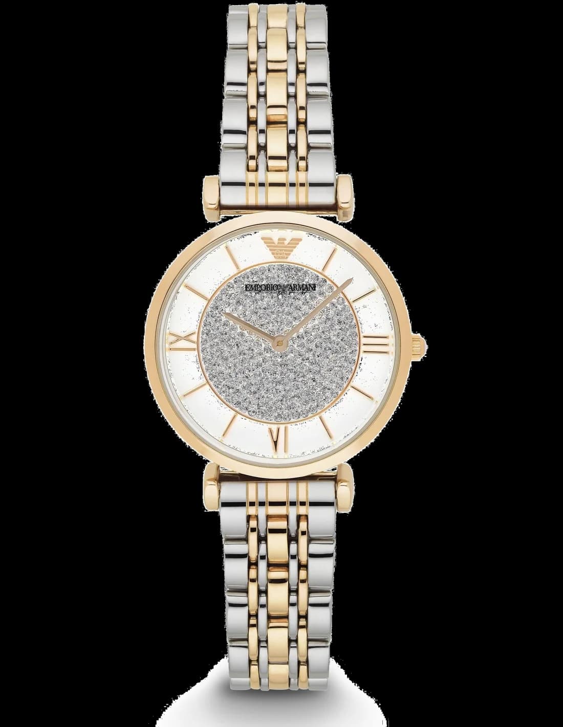 Montre Femme Emporio Armani AR8031 - Cadran Nacre & Cristaux, Bracelet Acier Bicolore Argenté/Doré