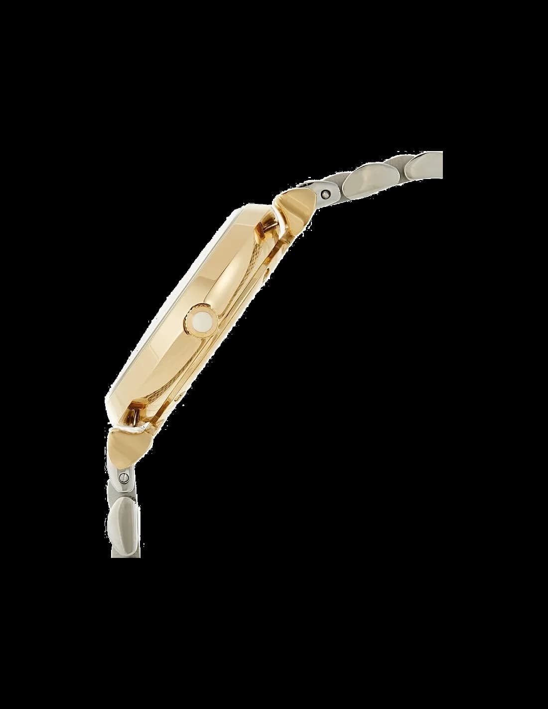 Attache bracelet Emporio Armani AR8031 bicolore acier et or, maillons alternés satinés et polis, fermoir déployant double sécurité