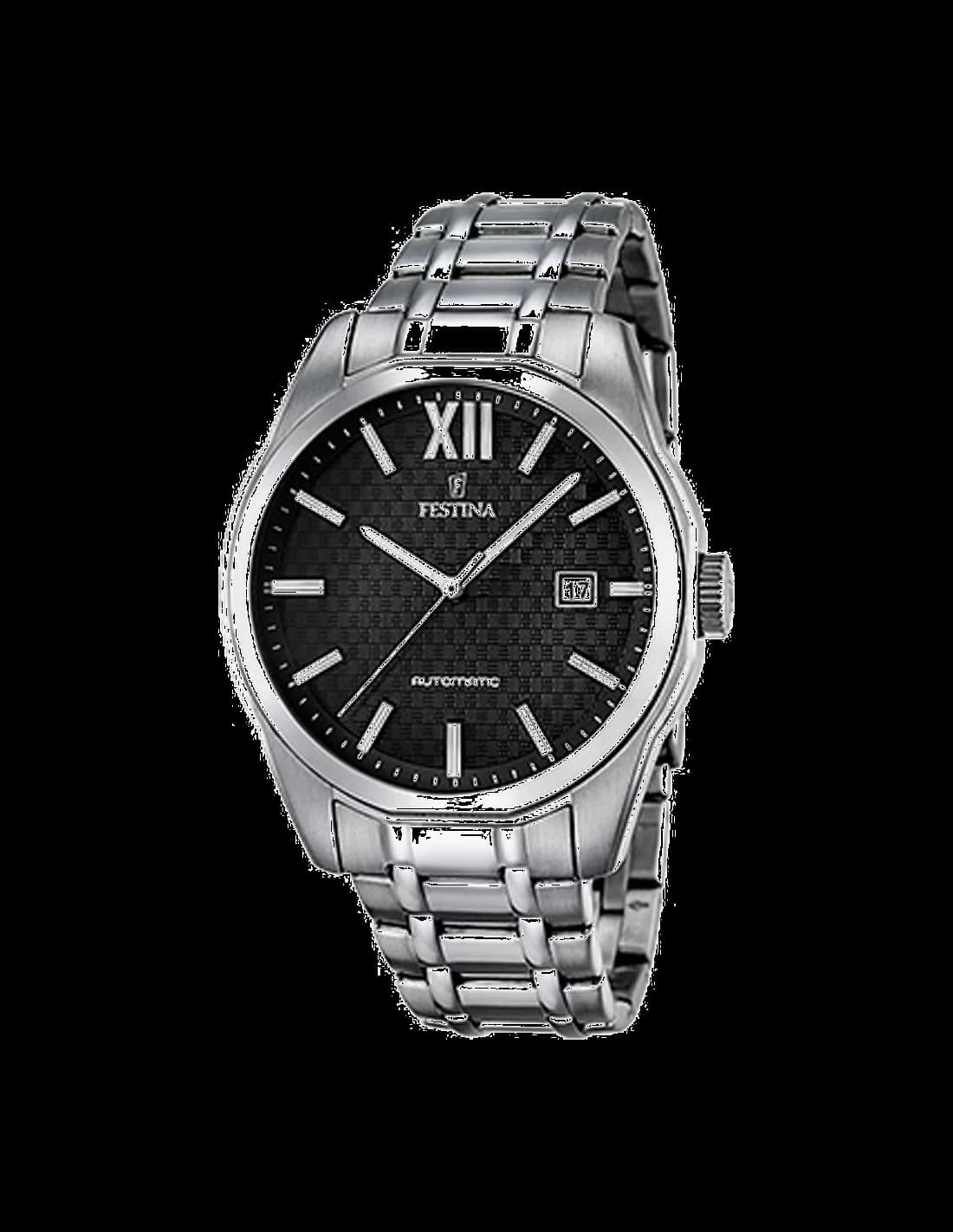 Garde-temps Festina F16884/4 avec cadran argenté soleillé, aiguilles facettées et index bâtons polis