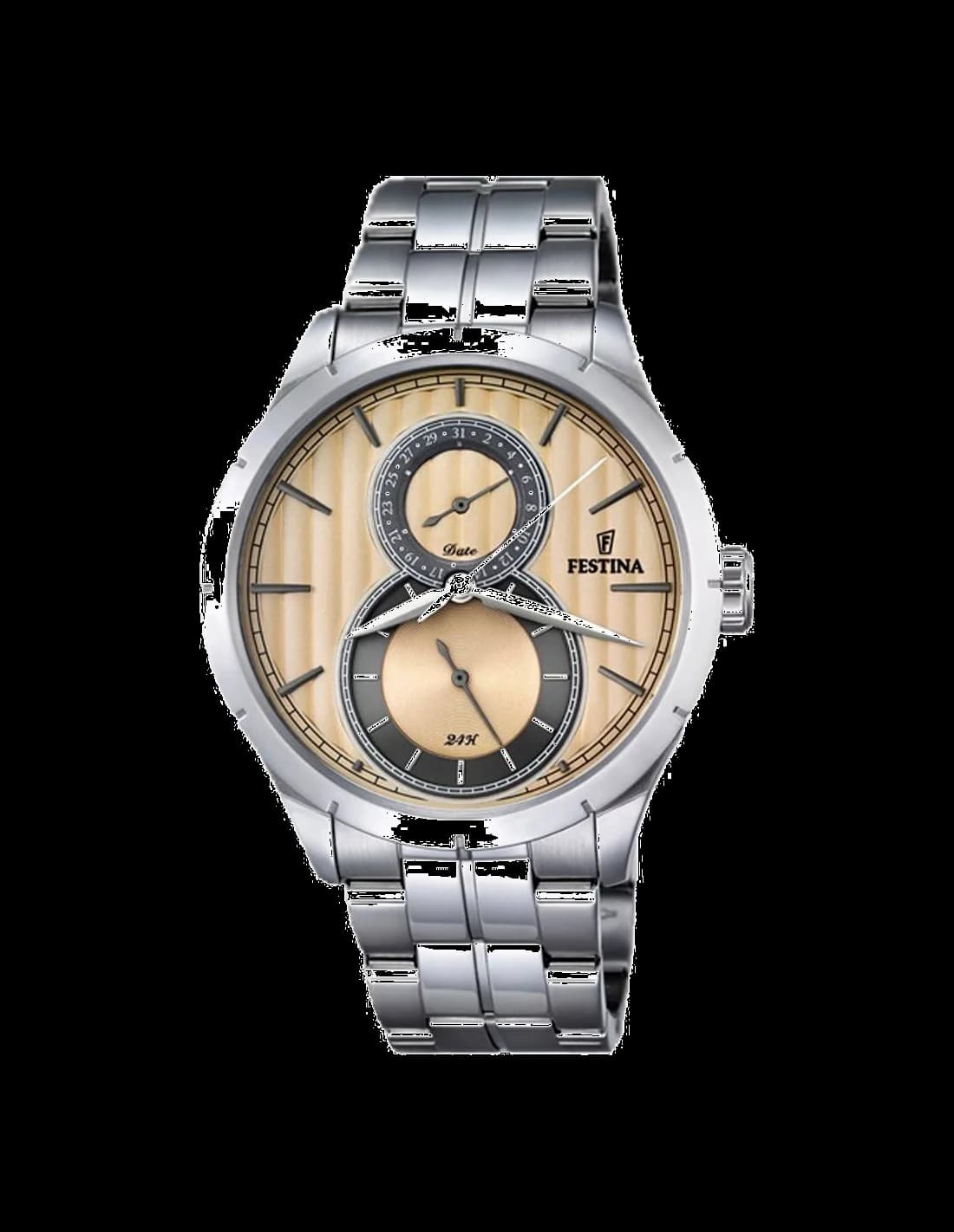 Garde-temps Festina F16891/4 cadran argenté soleillé avec index bâtons polis et aiguilles luminescentes