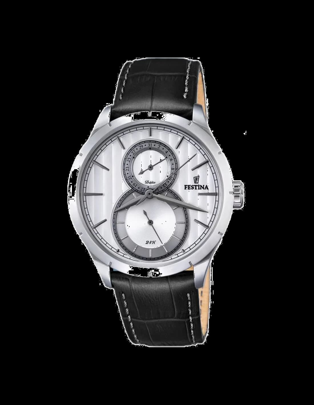 Garde-temps Festina F16892/1 au cadran noir profond, aiguilles luminescentes et index bâtons argentés