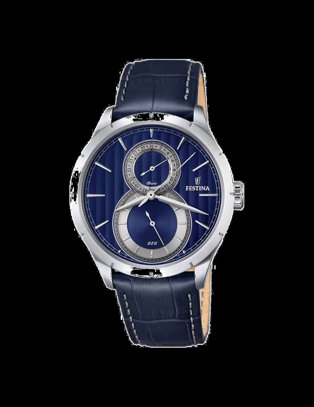 Garde-temps Festina F16892/3 avec cadran bleu soleillé, index bâtons et aiguilles argentées, style classique sport