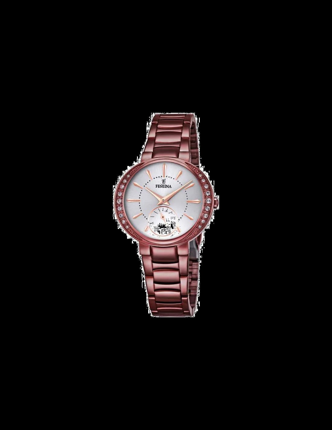 Garde-temps Festina F16912/1 au cadran marron soleillé et aiguilles bâtons argentées pour un style classique