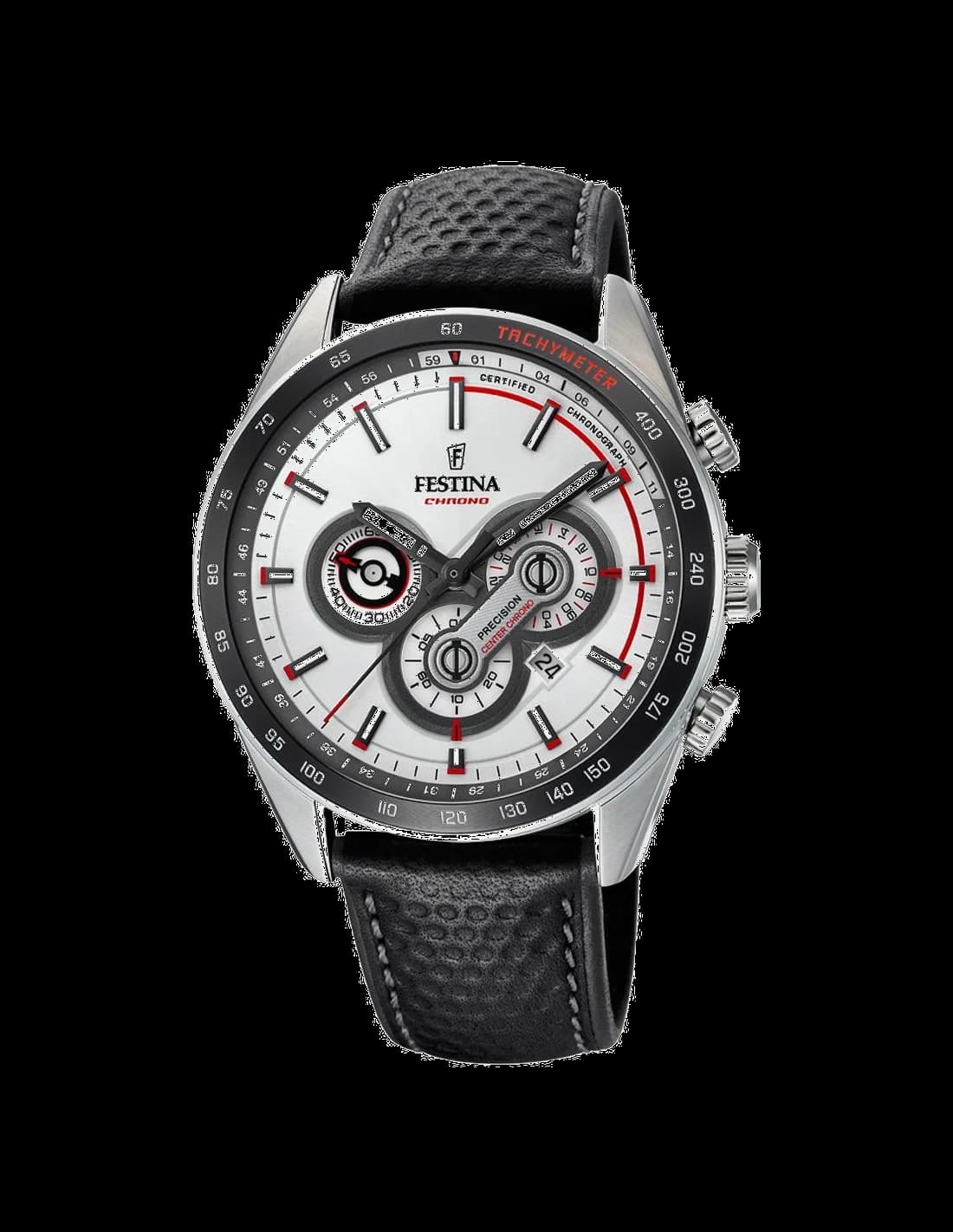 Garde-temps Festina F20202/1 with matte black dial and bold Arabic numerals, sporty chronograph subdials