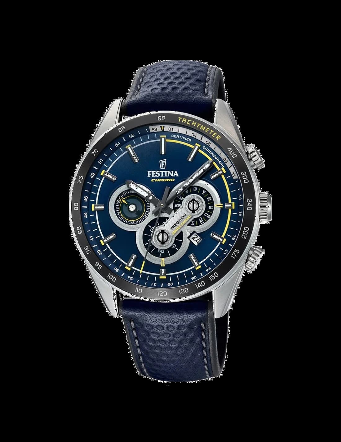 Garde-temps Festina F20202/2 au cadran bleu soleil, boîtier acier sportif et aiguilles luminescentes
