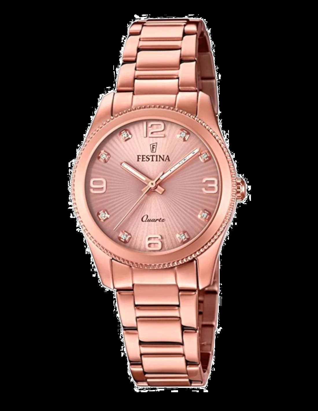 Montre Femme Festina F20211/1 Boyfriend - Cadran Argenté & Bracelet Acier Or Rose