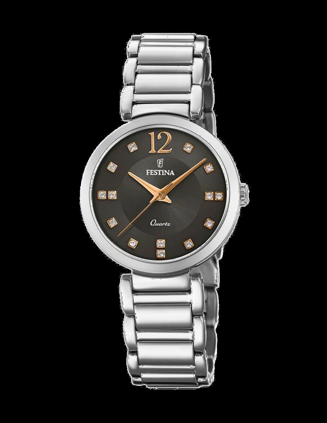Garde-temps Festina F20212/4 au cadran argenté soleillé, boîtier rond en acier poli et finition élégante