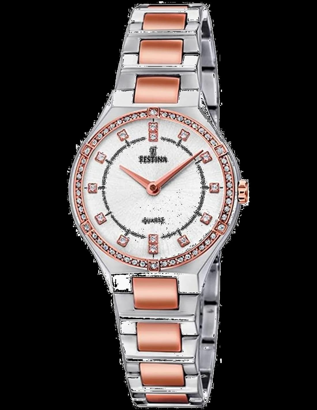 Montre Femme Festina F20226/3 Slim Cadran Argent Bracelet Maille Milanaise Or Rose