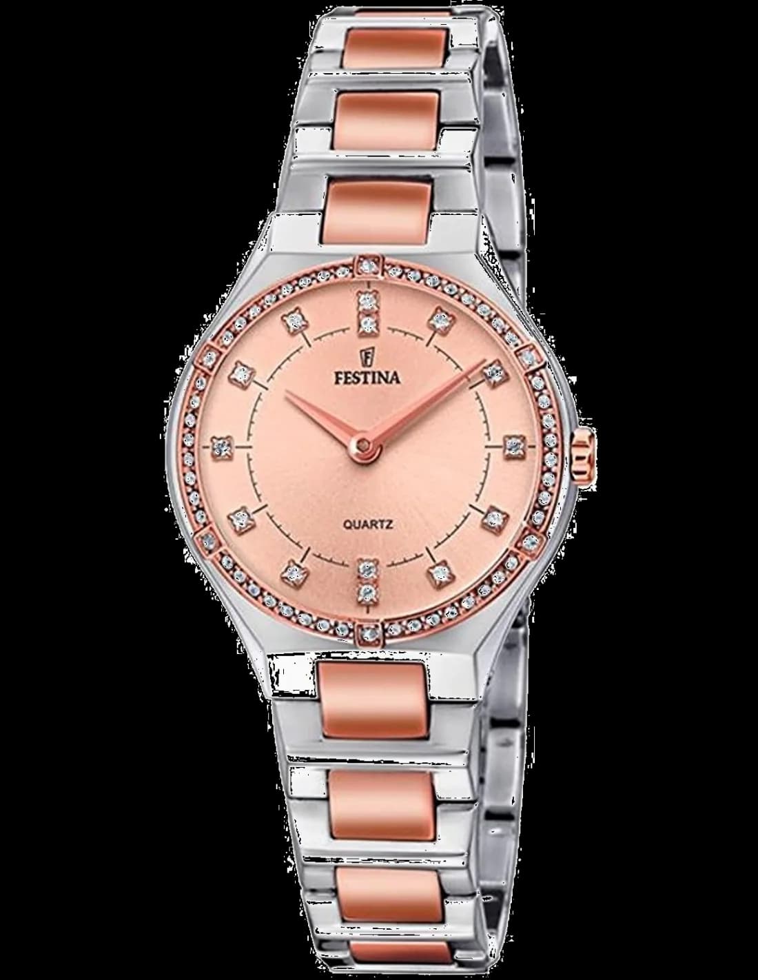Garde-temps Festina F20226/4 au cadran soleil or rose avec index bâtons et aiguilles dorées