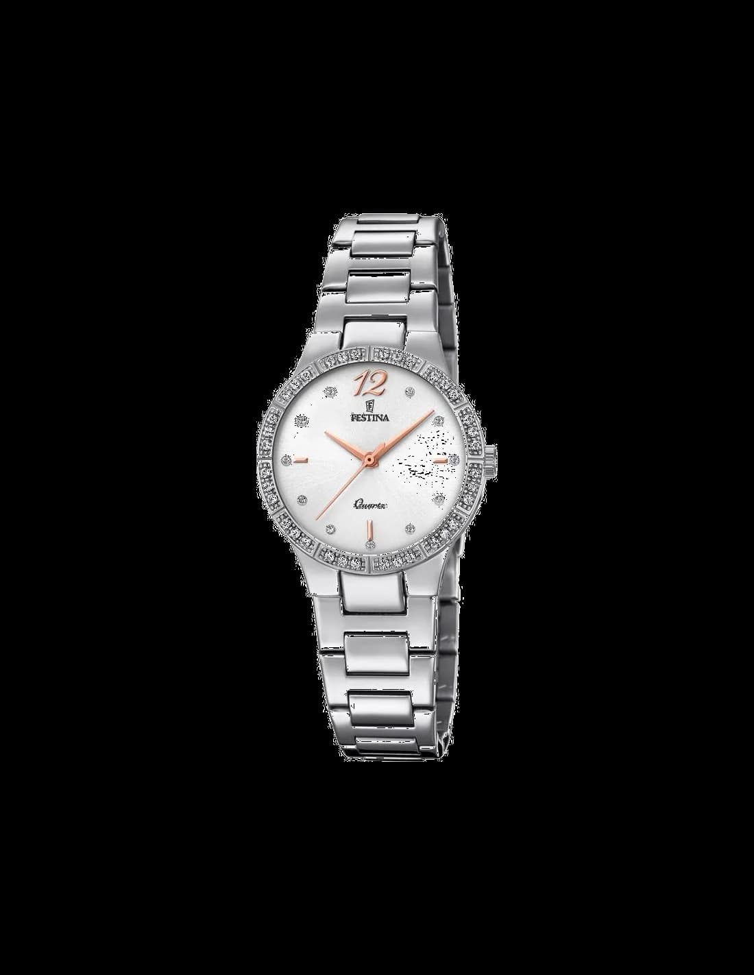 Montre Festina F20240/1 Mademoiselle Acier Argent Cadran Blanc Cristaux - Pour Femme