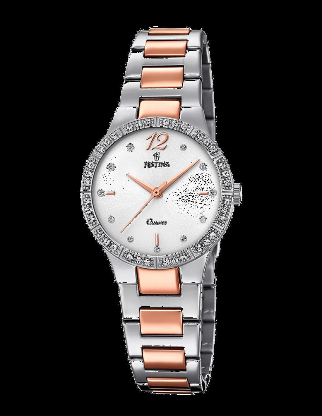 Garde-temps Festina F20241/2 au cadran blanc lumineux avec finition PVD rose, style classique et raffiné