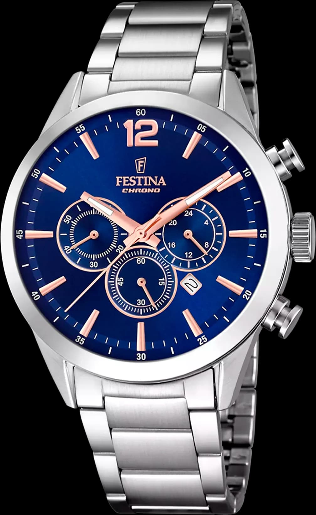 Montre Homme Festina F20343/9 - Cadran Bleu et Bracelet Acier Argenté
