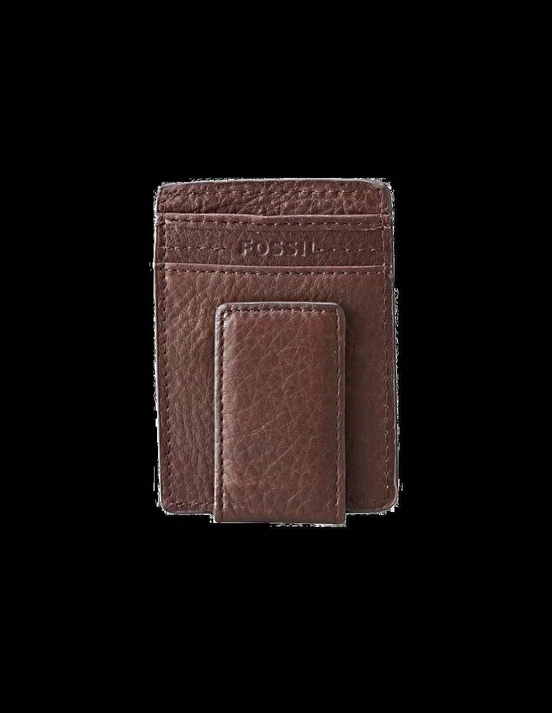 Porte-cartes magnétique en cuir marron Fossil pour homme - Réf. SML4195200