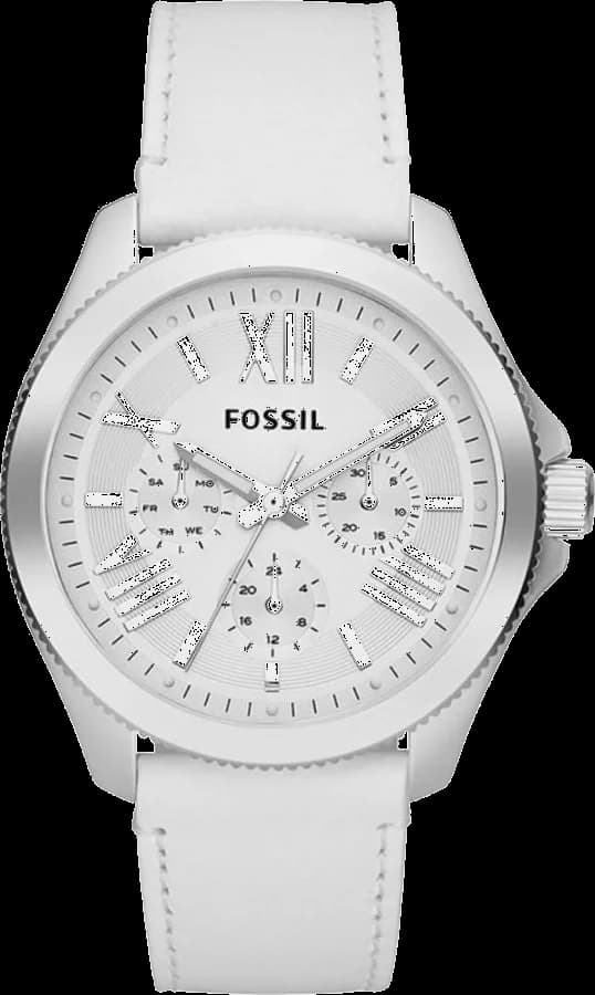 Montre Femme Fossil AM4484 - Cadran et Bracelet Cuir Blanc