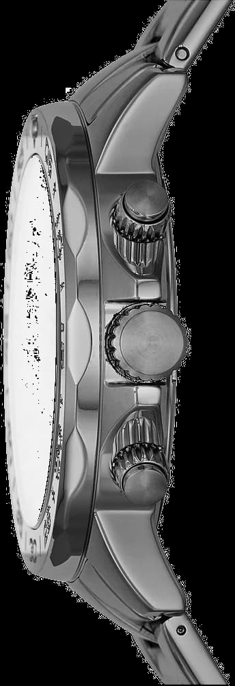 Visage cadran Fossil BQ2491 avec index appliqués, compteurs chronographe et guichet date à 4h30