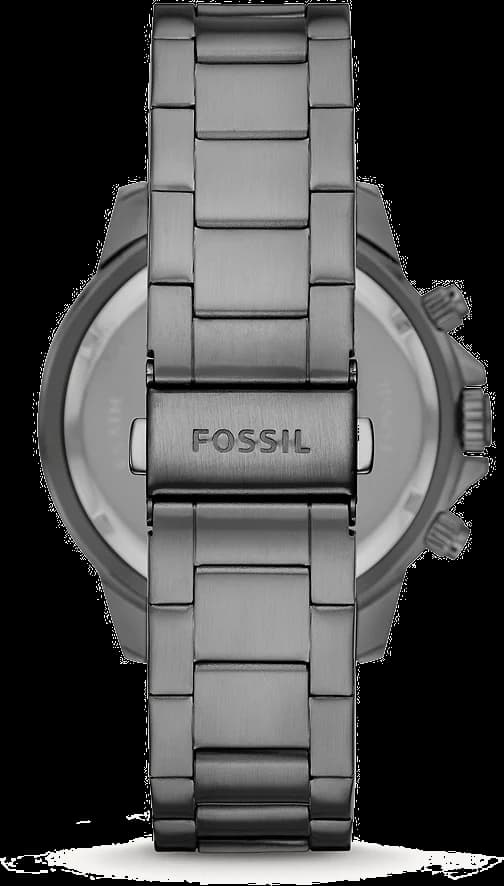 Attache bracelet Fossil BQ2491 en acier inoxydable brossé gris, fermoir déployant à double sécurité signé Fossil