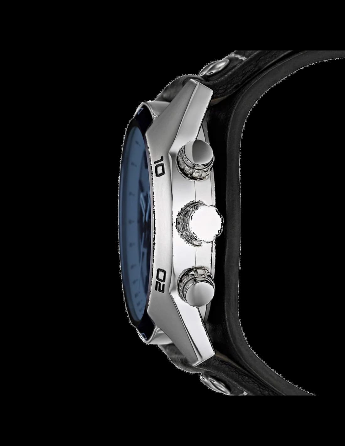 Montre Fossil Coachman CH2564 pour Homme - Cadran Bleu, Bracelet Cuir Noir, Boîtier Bicolore vue 3