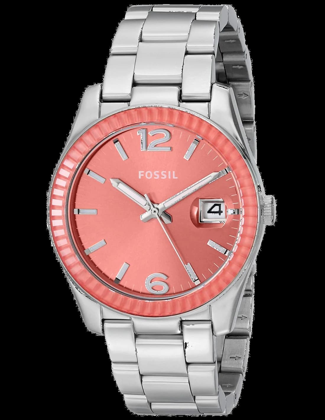 Montre Femme Fossil ES3729 en Acier Rose à Lunette Tournante Crantée