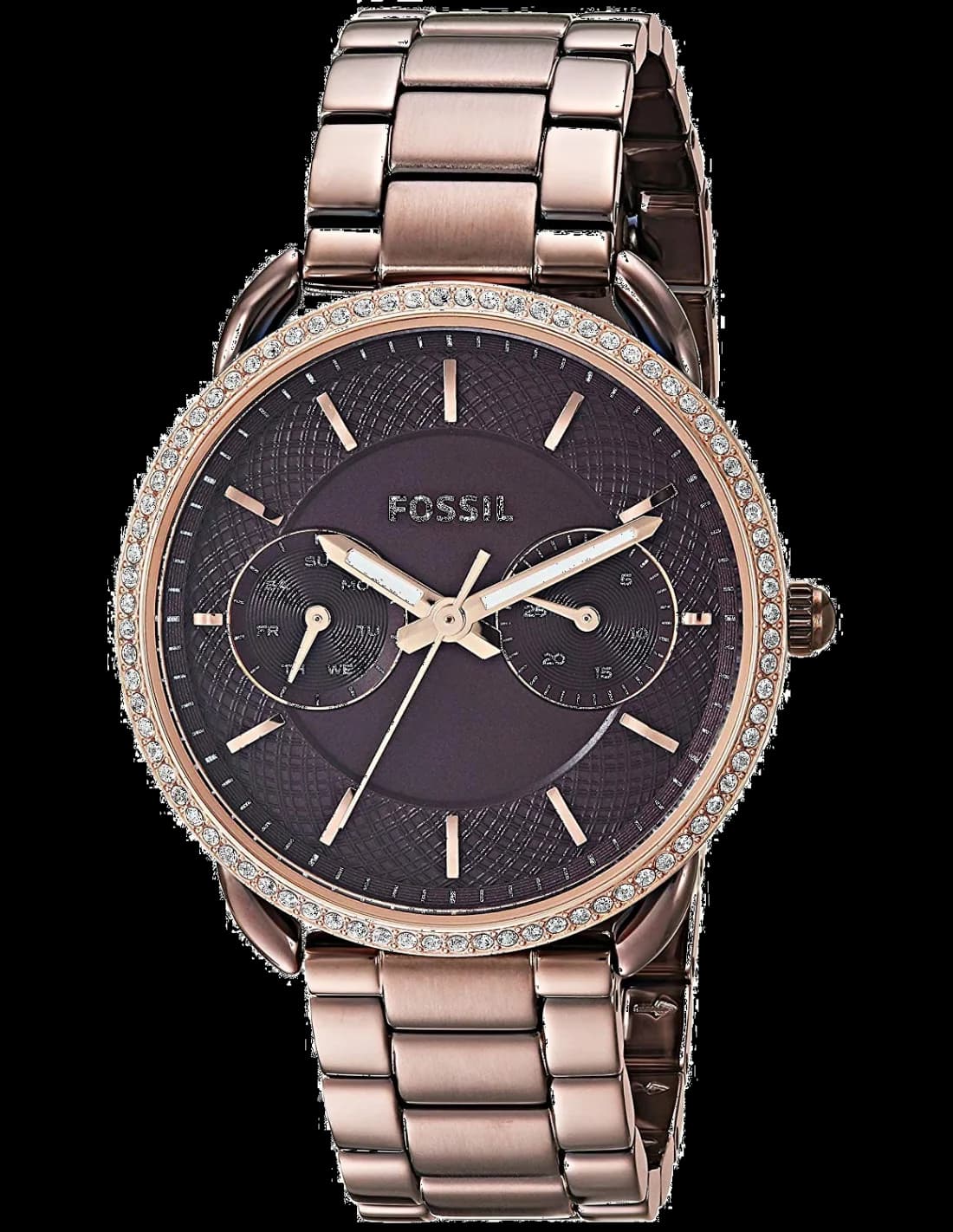 Montre Fossil ES4258 pour Femme, Cadran et Bracelet Acier Inoxydable Brun avec Brillants