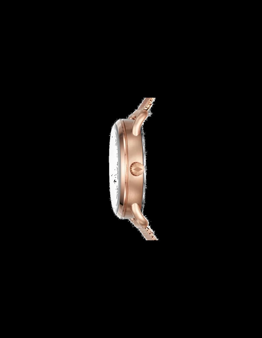 Visage cadran Fossil ES4333 avec index appliqués et aiguilles dorées pour une lecture précise
