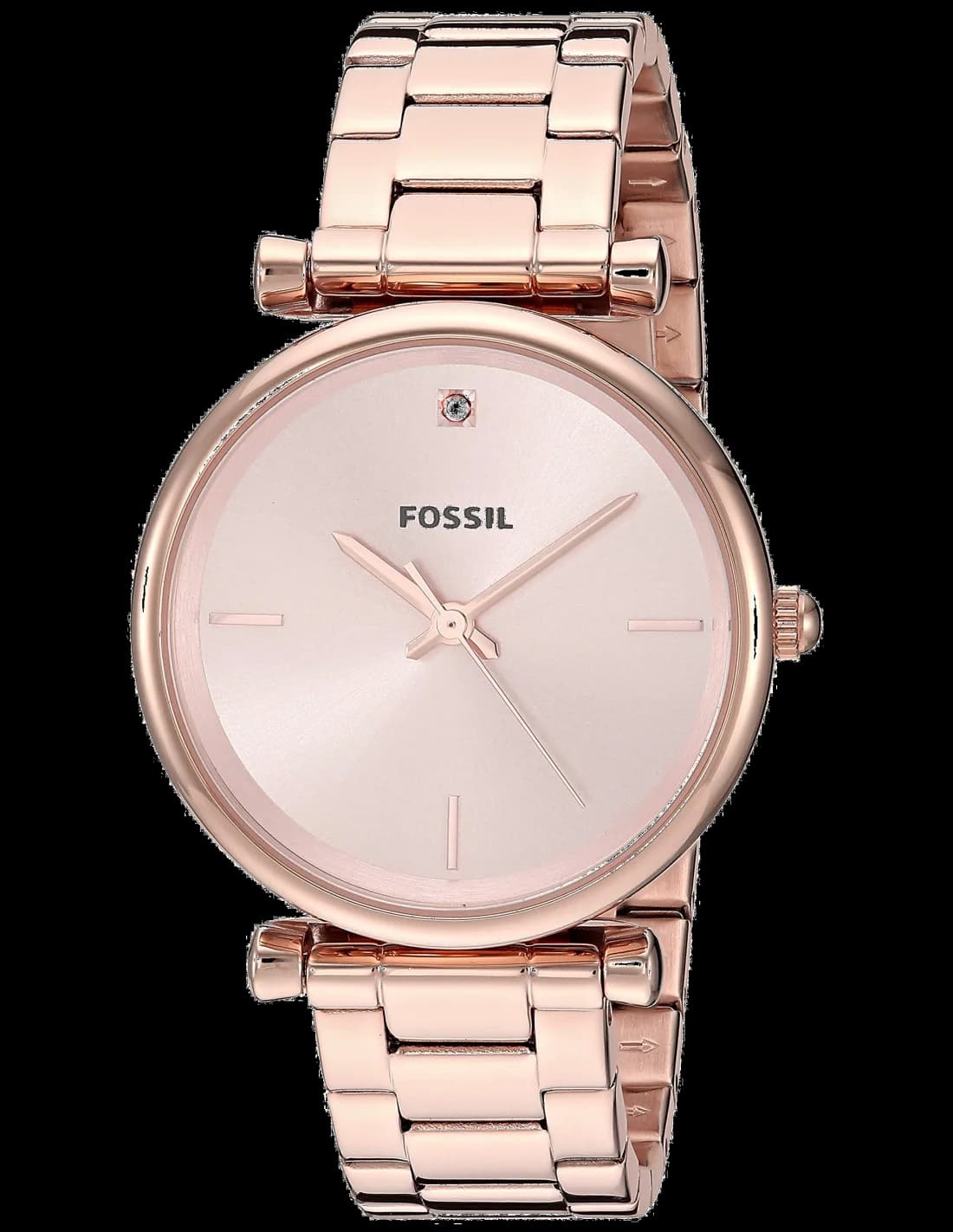 Montre Femme Fossil Carlie ES4441 - Boîtier Or Rose 35mm, Bracelet Acier, Attaches en T